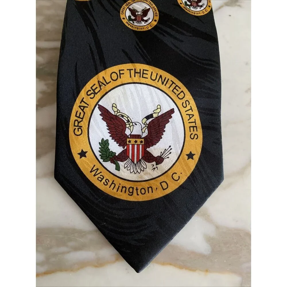 Great‎ Seal Of The United States Tie Black & Gold Patriotic Design By Forever T